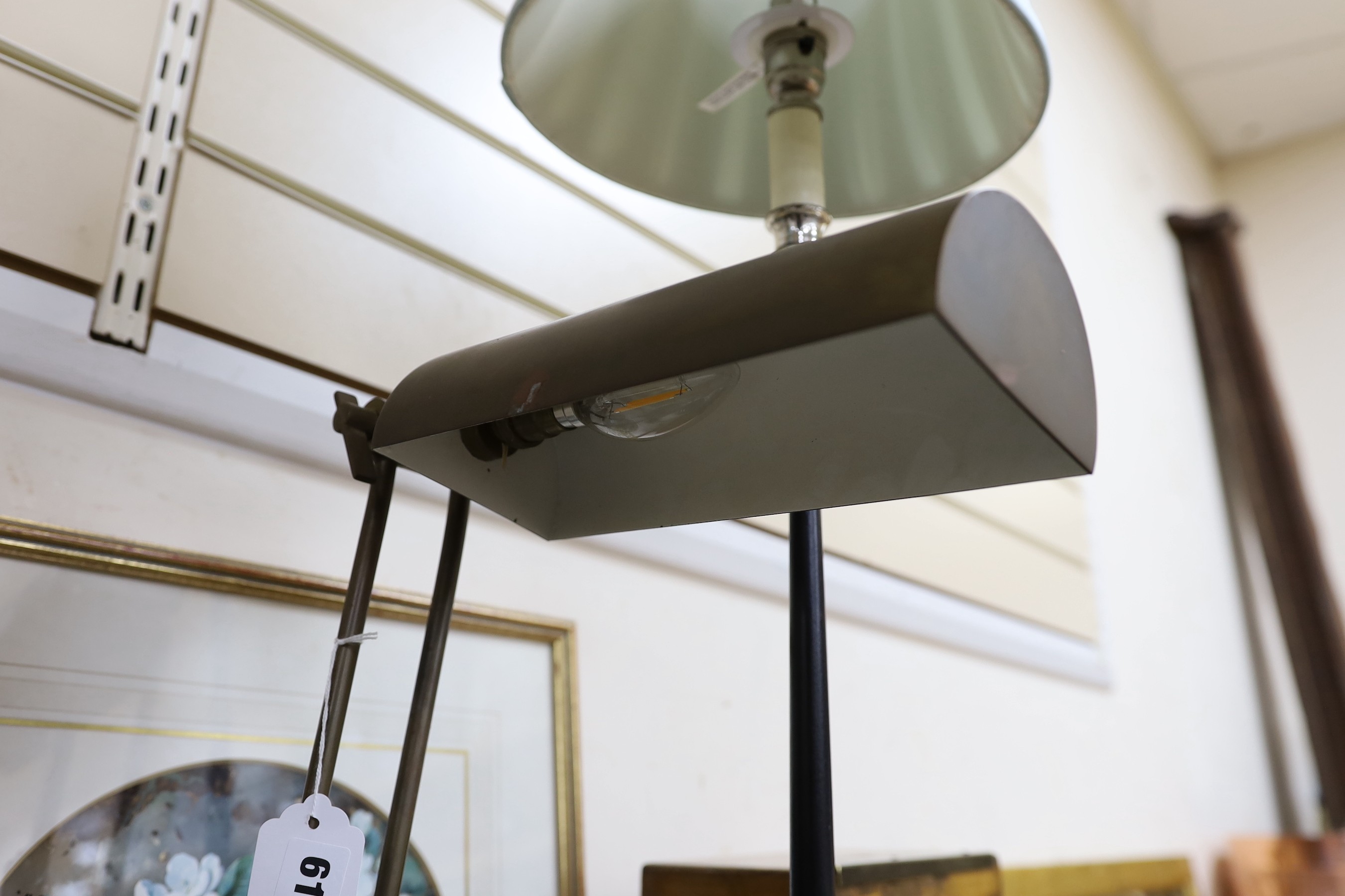 A pair of table lamps, a corinthian column table lamp and an anglepoise lamp